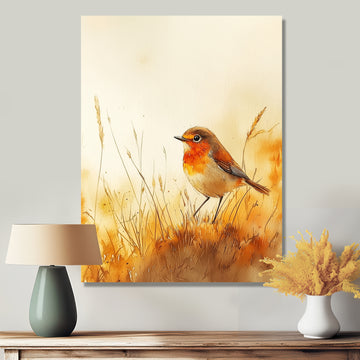 Robin Bird In The Meadow - Bird Bedroom Wall Art